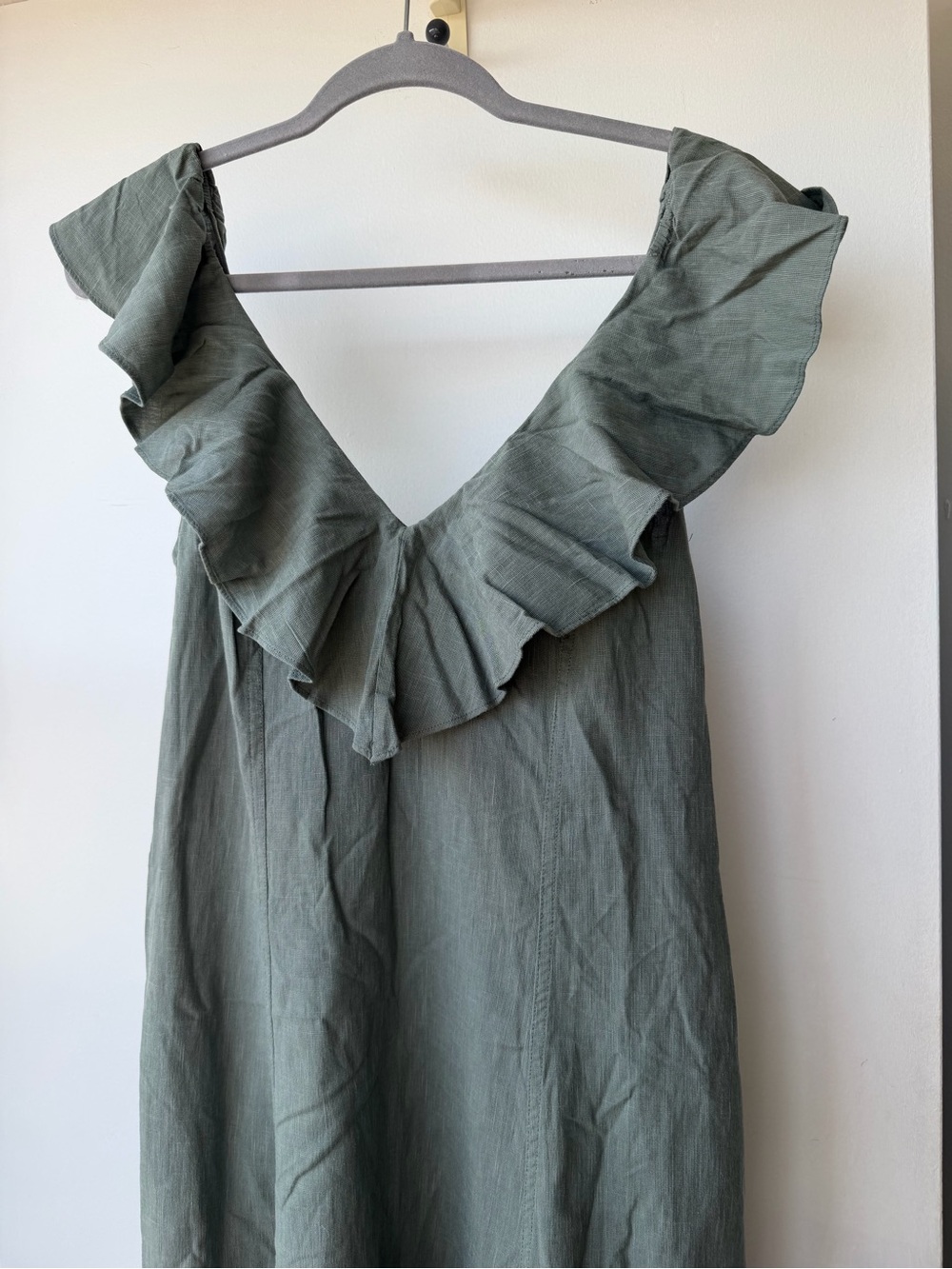Target Olive Ruffle V-Neck Maxi Dress - Picture 3 of 6